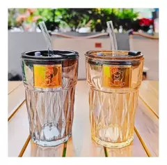 Vaso Con Sorbete Vidrio Resistente Para Llevar - 4K HOME - TIENDA MAYORISTA