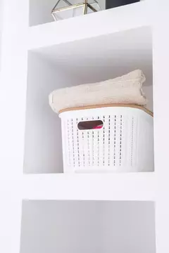 Canasto Organizador Simil Rattán Con Tapa De Madera - comprar online