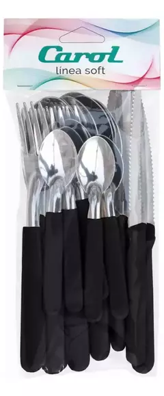 Juego de 16 Cubiertos Mango Plastico en bolsa Carol