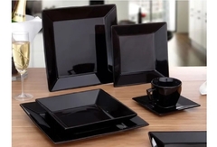 Baul Completo vajilla Cuadrada 42pzas Oxford Negro Porcelana