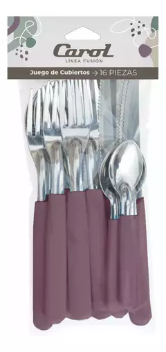 Juego de 16 Cubiertos Mango Plastico en bolsa Carol - 4K HOME - TIENDA MAYORISTA