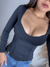 BLUSA MANGA LONGA DECOTE CORAÇÃO - Parada do Cropped