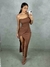 Vestido Longo Drapeado Colado Alça Única Com Fenda - comprar online