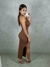 Vestido Longo Drapeado Colado Alça Única Com Fenda na internet