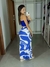 Conjunto Saia Longa Estampada Com Fenda + Cropped Sem Alça Com Regulagem Cor - loja online