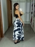 Conjunto Saia Longa Estampada Com Fenda + Cropped Sem Alça Com Regulagem Cor na internet