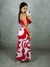 Conjunto Saia Longa Estampada Com Fenda + Cropped Sem Alça Com Regulagem Cor na internet