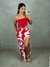 Conjunto Saia Longa Estampada Com Fenda + Cropped Sem Alça Com Regulagem Cor - comprar online