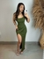 Vestido Longo Drapeado Colado Alça Única Com Fenda na internet