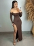 Vestido Longo Ombro a Ombro Fenda Manga Longa - comprar online