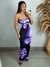 Vestido Longo Tubinho Preto Floral com Decote Tomara que Caia na internet