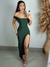 Vestido Longo Justo Ombro a Ombro Com Fenda Lateral Sensual na internet