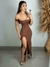 Vestido Longo Justo Ombro a Ombro Com Fenda Lateral Sensual