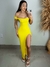 Vestido Longo Justo Ombro a Ombro Com Fenda Lateral Sensual na internet