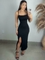 Vestido colado camponesa com bojo busto franzido e fenda lateral - loja online