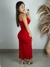 Vestido colado camponesa com bojo busto franzido e fenda lateral - comprar online