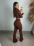Conjunto 2 peças calça flare + top manga longa vazado outono - comprar online