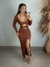Vestido manga longa com fenda frontal e acessório - Parada do Cropped