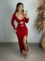 Vestido manga longa com fenda frontal e acessório - comprar online