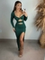 Imagem do Vestido manga longa com fenda frontal e acessório