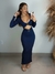 Vestido Manga Longa Fenda Traseira e Acessório Sensual na internet