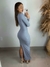 Imagem do Vestido Manga Longa Fenda Traseira e Acessório Sensual