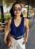Regata azul marinho alça larga crepe Malú - comprar online