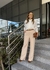 Calça pantalona bege reta Bela - loja online