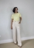 Calça pantalona reta bege Fiorela