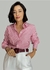 Camisa listrada vermelha em tricoline slim Luiza - loja online