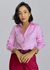 Camisa rosa em tricoline slim Luiza - comprar online