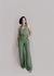 Calça pantalona verde reta Bela - comprar online