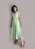 Vestido verde evasé midi Eloah