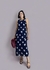 Vestido longuete marinho com fendas Jasmim - comprar online