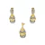 Conjunto Brinco Pingente Gota com Zircônia Folheado Ouro Aplicado Ródio