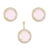 Conjunto Círculo Vidro Zircônias Rosa Folheado a Ouro