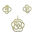 Conjunto Brinco Pingente Rosa Zircônias Folheado Ouro