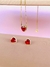 Conjunto Folheado Ouro 18k Coração Vermelho