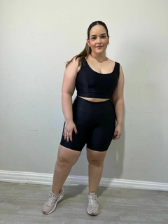 CONJ TOP +SHORT PRETO CANELADO