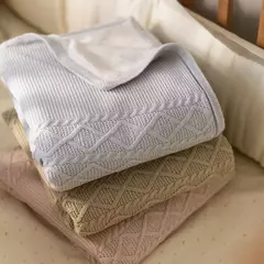 Manta de Punto de Diseño Trenza Doble Vista