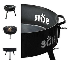FOGONERO Ø67 CM C/PARRILLA + ASADOR + BARRA DE MADERA