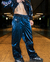 Pantalon "Zipper" taftan couting liquid effect-blue en internet