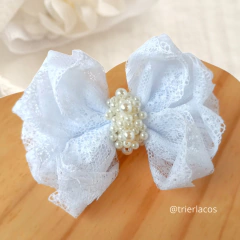 Laço Natália (Fita de Renda Branca) - M / G Baby
