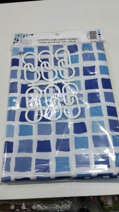 Cortina baño plástica con protector y ganchos - comprar online