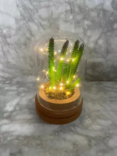 Campana Decorativa con Luces LED y Planta Artificial. COD: 3762.