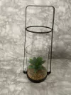 COLGANTE DE HIERRO/VIDRIO CON PLANTA ARTIFICIAL 36CM. COD: 3768.