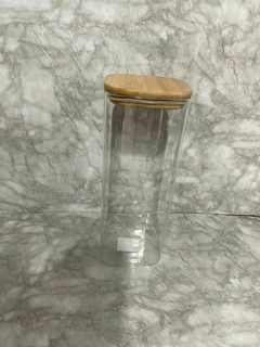 Frasco de Vidrio con Tapa de Bambú Hermética. COD: 1365 y 1368. - comprar online