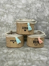 Cesto de Melamina Redondeado con Frases - 15x15x10cm. COD: 3250.