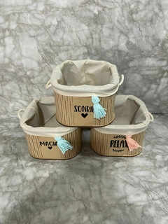 Cesto de Melamina Redondeado con Frases - 15x15x10cm. COD: 3250. - comprar online