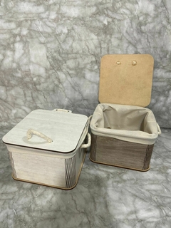 Cesto de Melamina Cuadrado con Tapa – 15x15x10 cm. COD: 3249. - comprar online